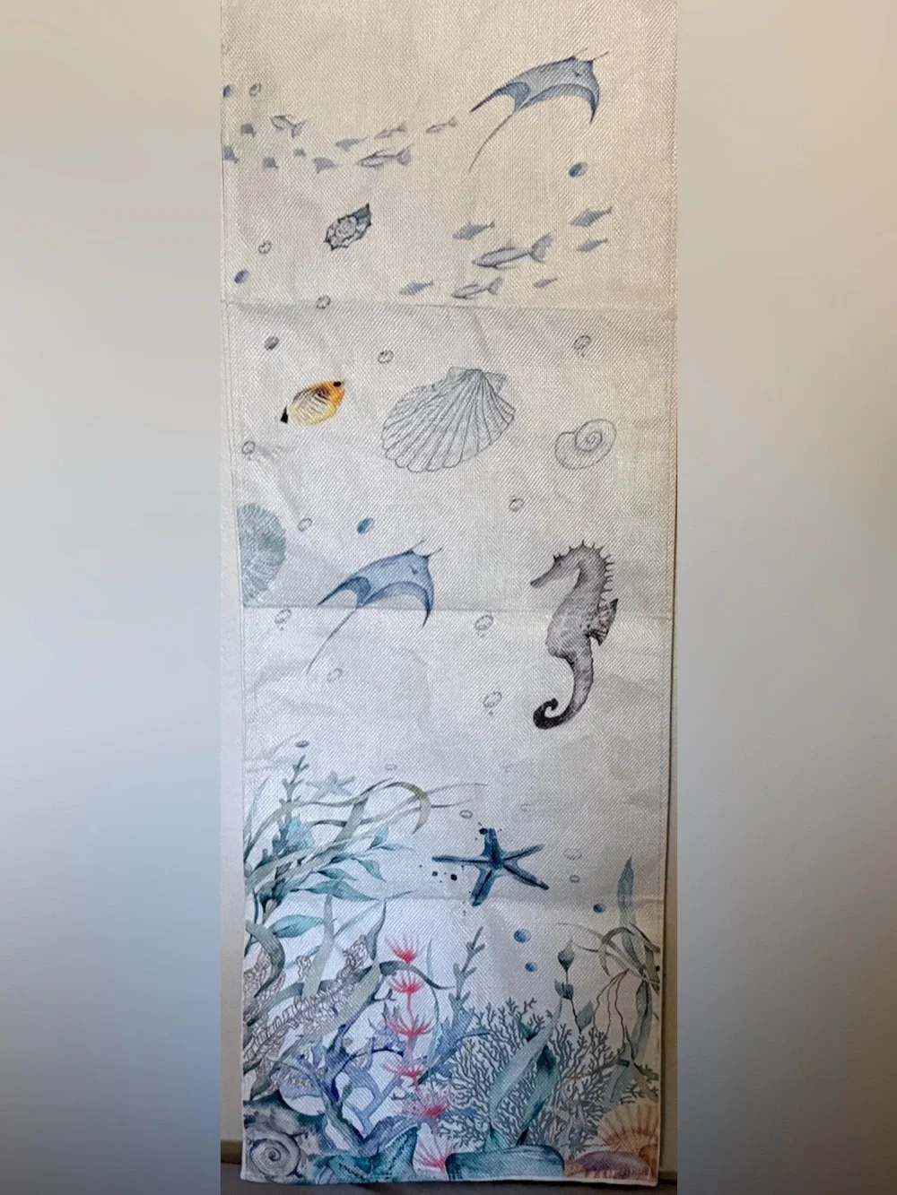 Ocean Life table runner - Seahorse & Rays 108” length 13” width  NWOT